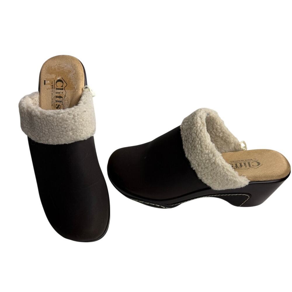 Cliffs by White Mountain Brown Vegan Leather Clog Mules 8.5